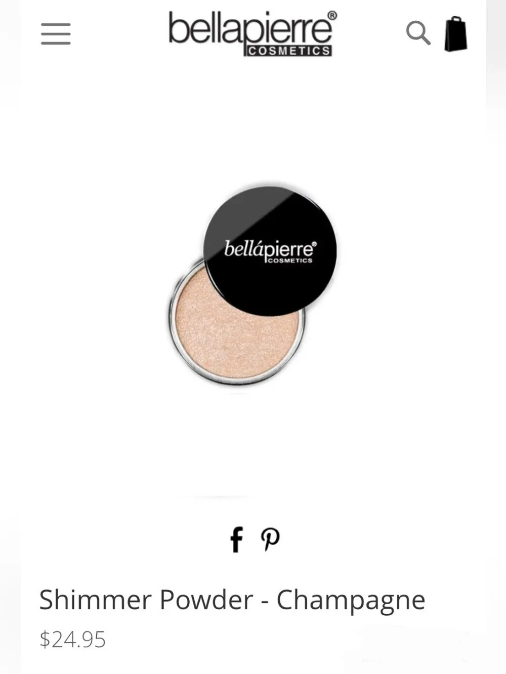Bellápierre Shimmering Champagne Loose Eyeshadow Powder BNIB